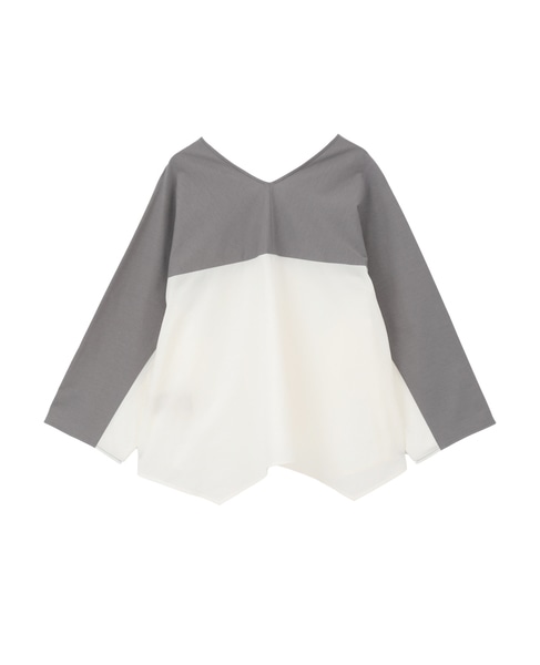 オーガニックヘビージャージー切り替えドルマンプルオーバー 詳細画像 グレー&times;ホワイト 2