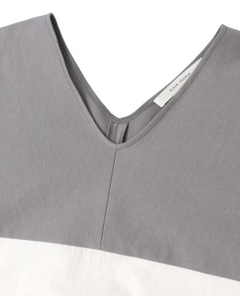 オーガニックヘビージャージー切り替えドルマンプルオーバー 詳細画像 グレー&times;ホワイト 3