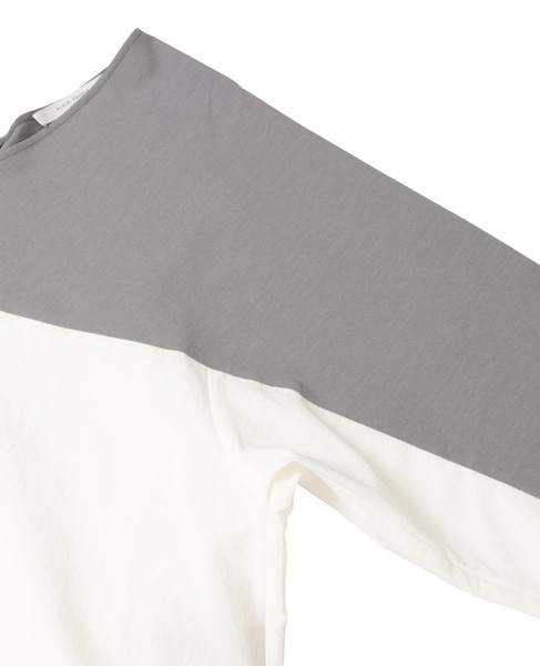 オーガニックヘビージャージー切り替えドルマンプルオーバー 詳細画像 グレー&times;ホワイト 4