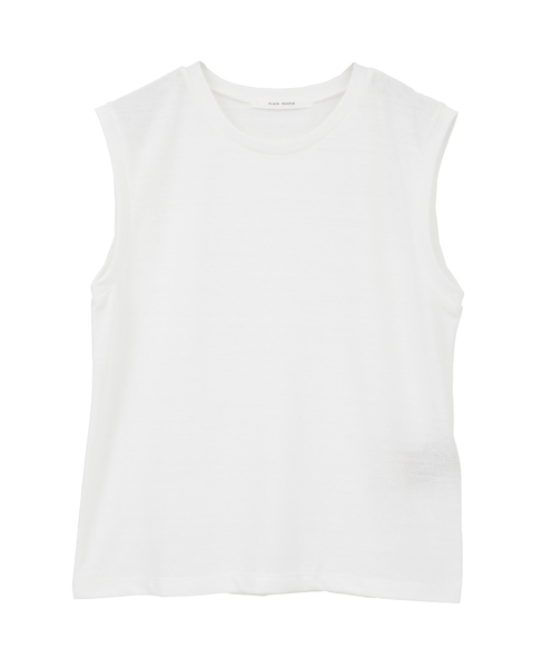 ムラ糸アーサー天竺/SUVINノースリーブTシャツ 詳細画像 ホワイト 1