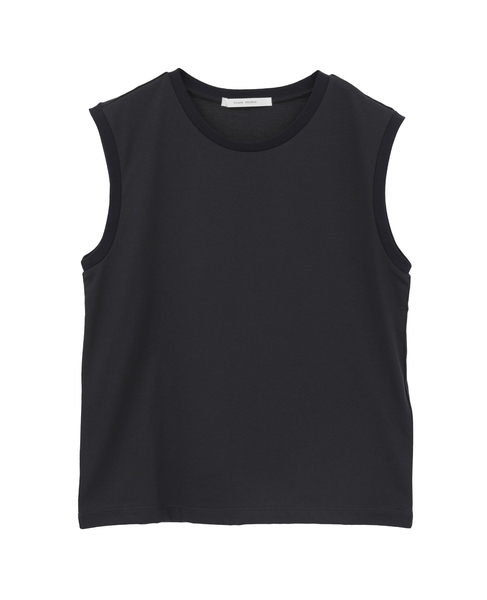 ムラ糸アーサー天竺/SUVINノースリーブTシャツ 詳細画像 ブラック 1