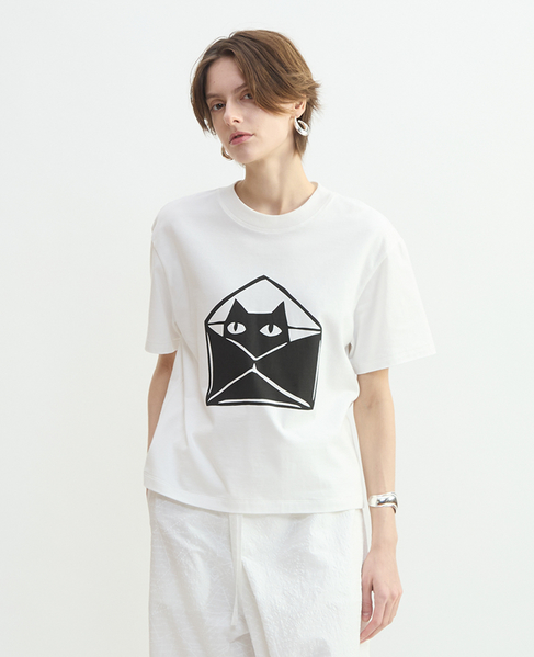 キャット封筒プリントTシャツ 詳細画像 ホワイト 1