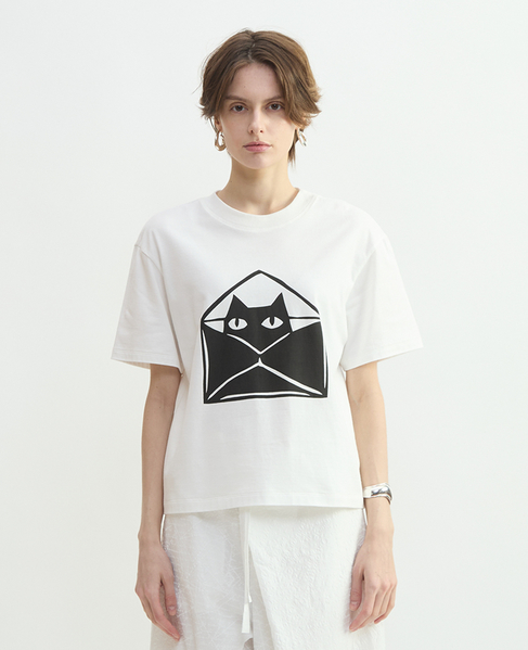 キャット封筒プリントTシャツ 詳細画像 ホワイト 3