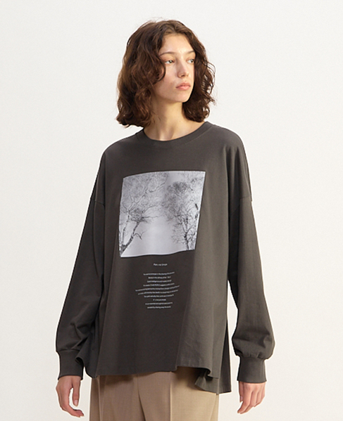 コットン天竺フォトプリントTシャツ 詳細画像 グレー 1