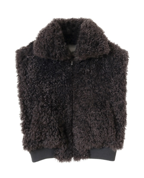 【ESLOW】SHEEP FUR SLEEVELESS JACKET 詳細画像 グレー 1