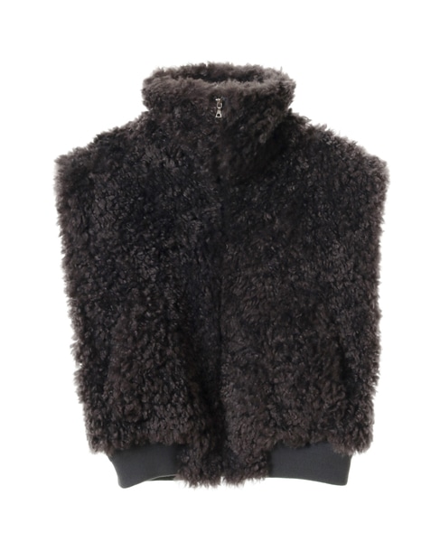 【ESLOW】SHEEP FUR SLEEVELESS JACKET 詳細画像 グレー 3