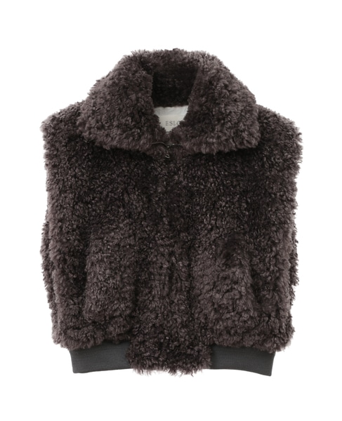 【ESLOW】SHEEP FUR SLEEVELESS JACKET 詳細画像 グレー 7