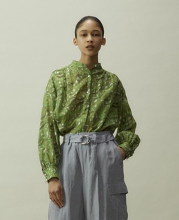 CURRENTAGE/Stand Collar Gather Blouse