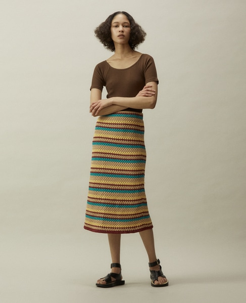 CURRENTAGE/Cable Knit Skirt 詳細画像 ボーダー 1