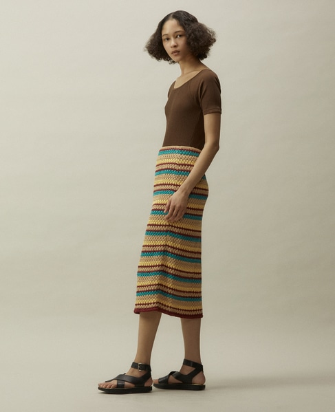 CURRENTAGE/Cable Knit Skirt 詳細画像 ボーダー 2