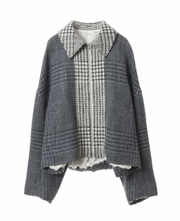 CURRENTAGE/Coated Tweed Harrington Jacket