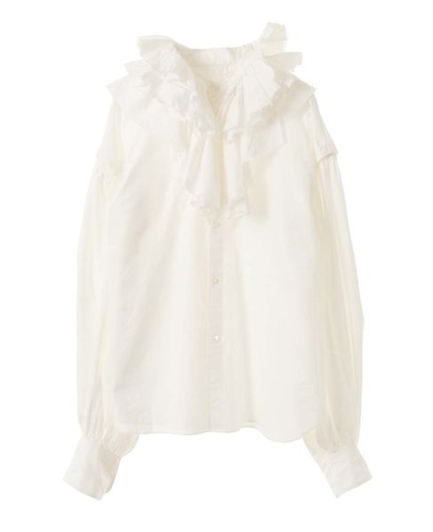 【CURRENTAGE/カレンテージ】2WAY ruffle frill blouse 詳細画像 ホワイト 1