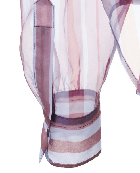 【CURRENTAGE/カレンテージ】Stripe organdie blouse 詳細画像 ブルーXボルドー 5