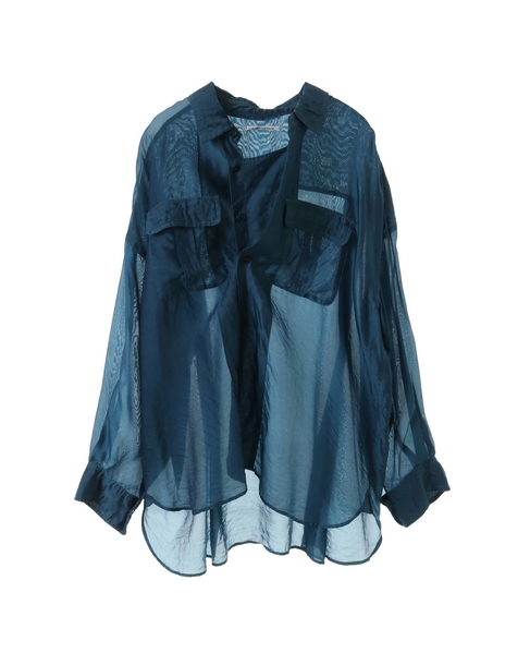 【CURRENTAGE/カレンテージ】Silk capra shirt 詳細画像 ブルー 8