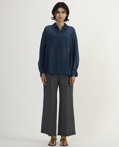 【CURRENTAGE/カレンテージ】Silk capra shirt 詳細画像 ブルー 9