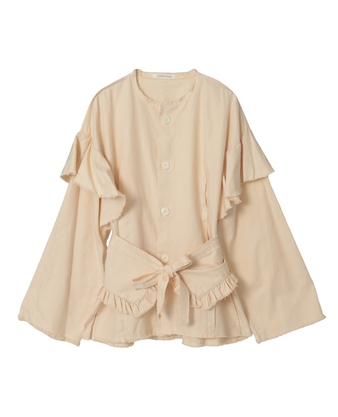 【CURRENTAGE/カレンテージ】Ruffle Ox Blouse 詳細画像 ベージュ 1