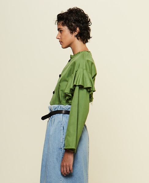 【CURRENTAGE/カレンテージ】Ruffle Ox Blouse 詳細画像 グリーン 4