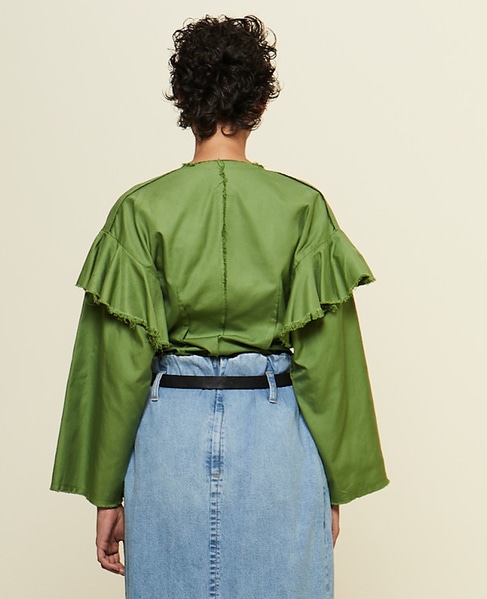 【CURRENTAGE/カレンテージ】Ruffle Ox Blouse 詳細画像 グリーン 5