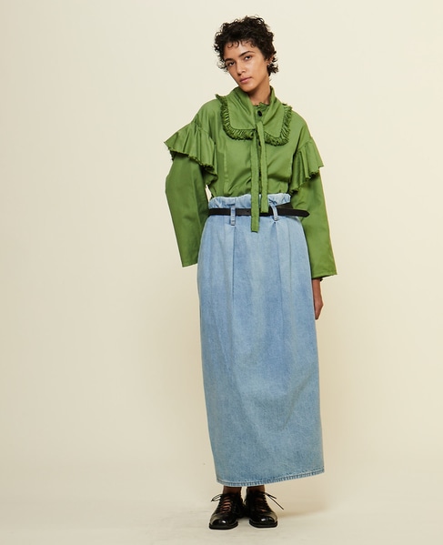 【CURRENTAGE/カレンテージ】Ruffle Ox Blouse 詳細画像 グリーン 6
