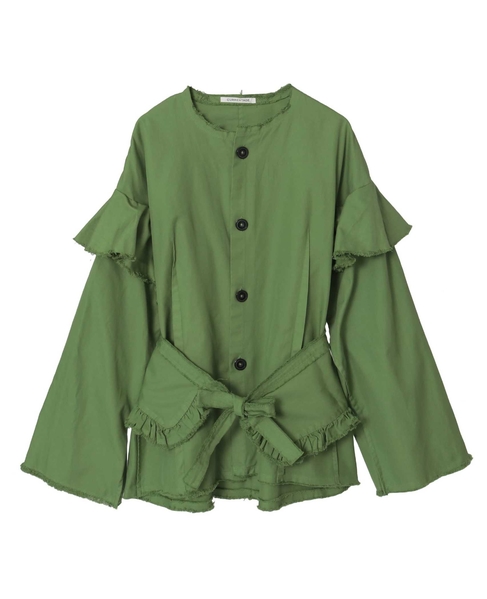 【CURRENTAGE/カレンテージ】Ruffle Ox Blouse 詳細画像 グリーン 7