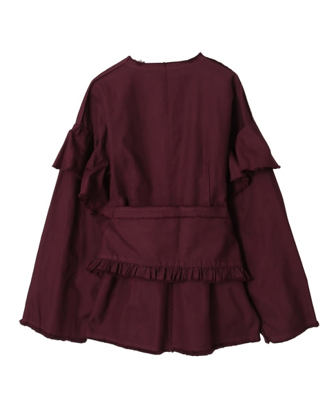 【CURRENTAGE/カレンテージ】Ruffle Ox Blouse 詳細画像 ボルドー 2