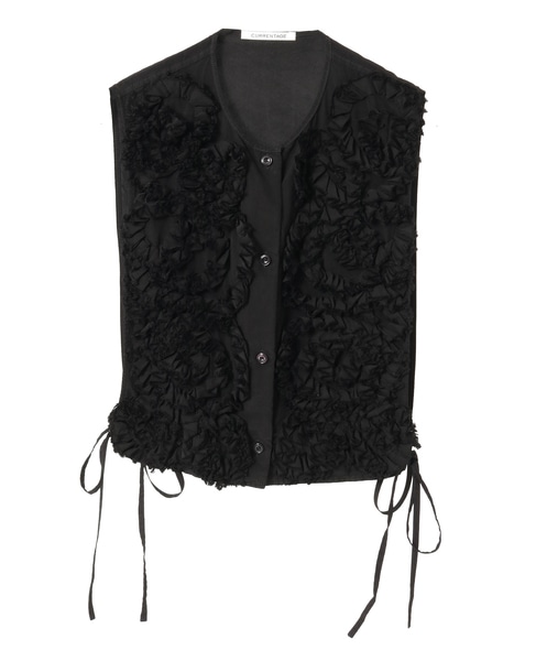 【CURRENTAGE/カレンテージ】Ruffle vest 詳細画像 ブラック 1