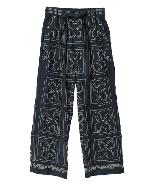【CURRENTAGE/カレンテージ】Embroidery pants 詳細画像 ネイビー 1