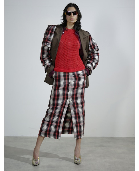 【CURRENTAGE/カレンテージ】Original flannel skirt 詳細画像 レッド 2