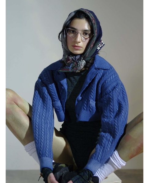 【CURRENTAGE/カレンテージ】Cable short knit 詳細画像 ブルー 2