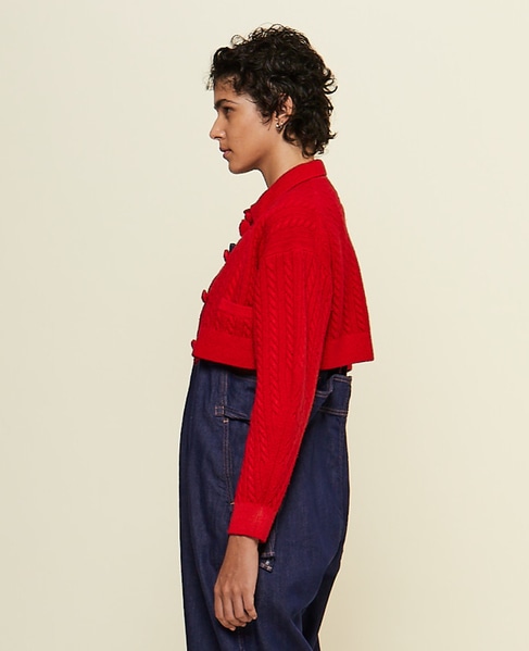 【CURRENTAGE/カレンテージ】Cable short knit 詳細画像 レッド 2