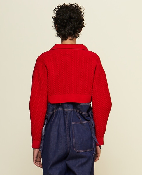【CURRENTAGE/カレンテージ】Cable short knit 詳細画像 レッド 3