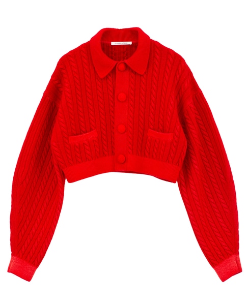 【CURRENTAGE/カレンテージ】Cable short knit 詳細画像 レッド 5