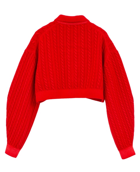 【CURRENTAGE/カレンテージ】Cable short knit 詳細画像 レッド 6