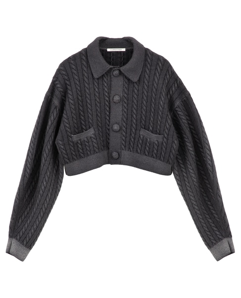 【CURRENTAGE/カレンテージ】Cable short knit 詳細画像 グレー 2