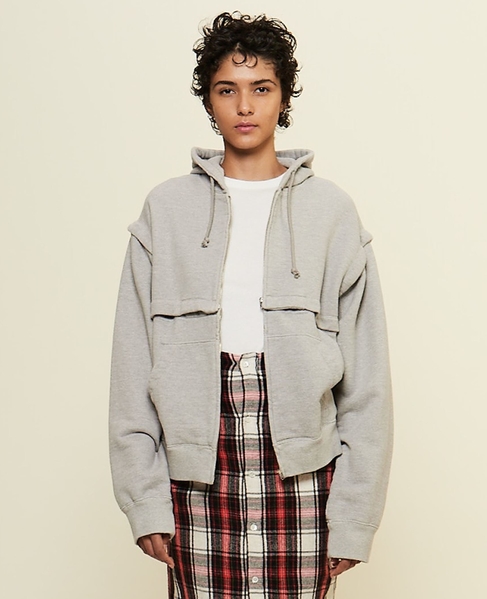 【CURRENTAGE/カレンテージ】Detachable hooded sweatshirt 詳細画像 グレー 1