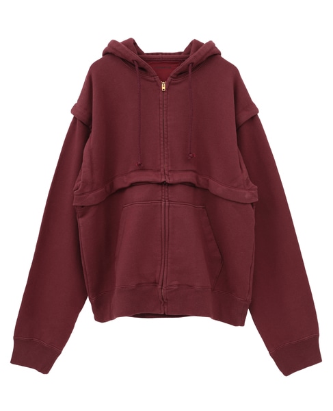 【CURRENTAGE/カレンテージ】Detachable hooded sweatshirt 詳細画像 ボルドー 1