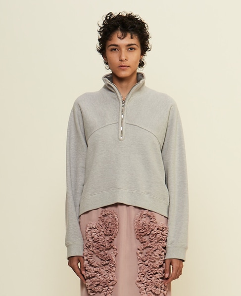 【CURRENTAGE/カレンテージ】Harf zip sweatshirt 詳細画像 グレー 1