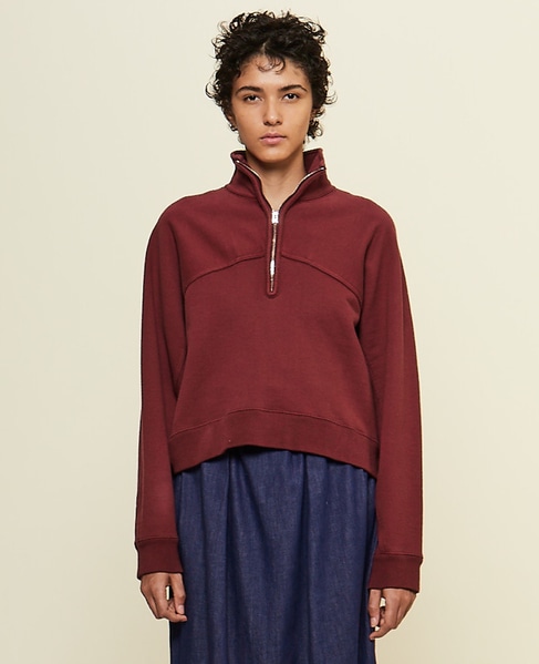 【CURRENTAGE/カレンテージ】Harf zip sweatshirt 詳細画像 ボルドー 1