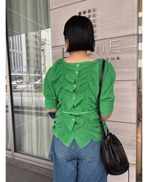 【CURRENTAGE/カレンテージ】Piece Dyeing Cupra Blouse 詳細画像 グリーン 12