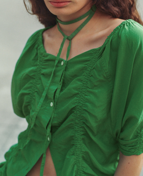 Piece Dyeing Cupra Blouse 詳細画像 グリーン 2