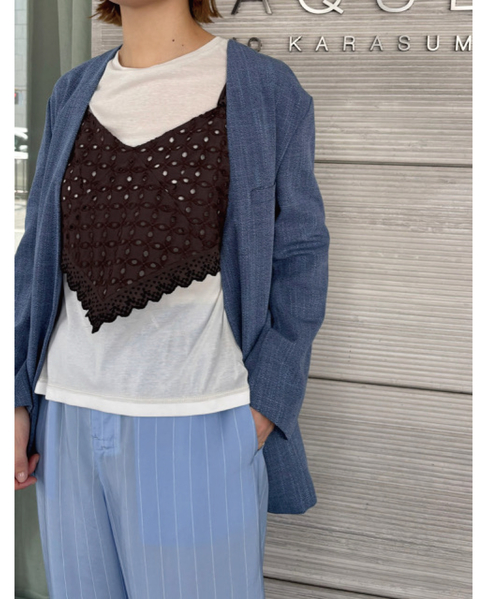 【CURRENTAGE/カレンテージ】Embroidery Layared Blouse 詳細画像 ブラウン 10