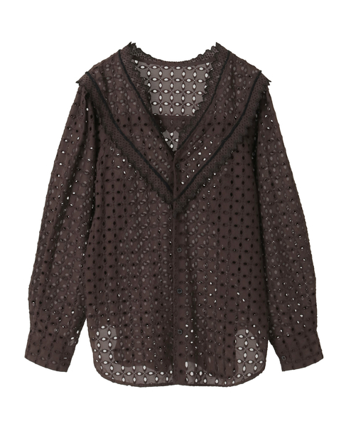 【CURRENTAGE/カレンテージ】Vintage Lace Blouse 詳細画像 ブラウン 1