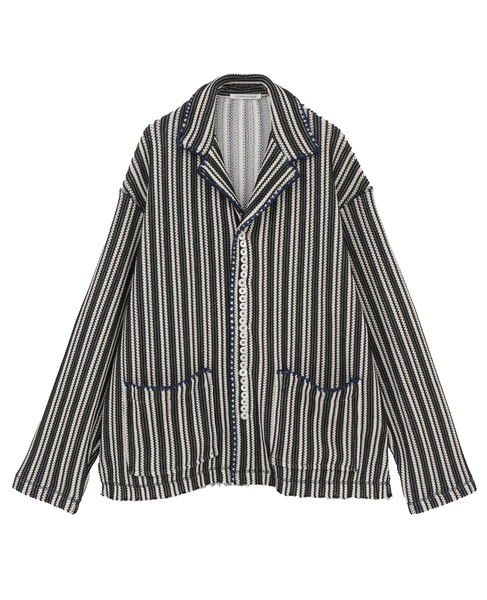 Knitting Stripe Shirt 詳細画像 ブルー 1