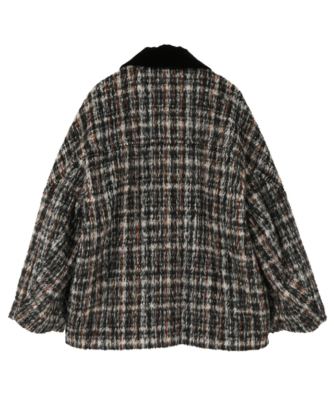 SHAGGY TWEED CHECK SHORT COAT 詳細画像 チェック 3