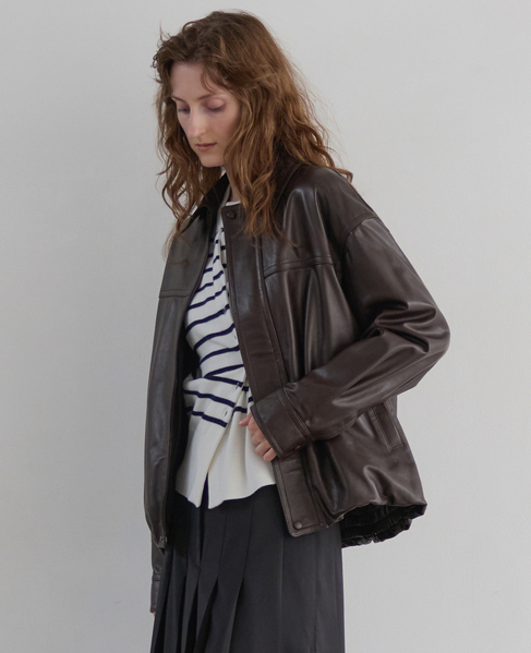 《別注》【CURRENTAGE/カレンテージ】LEATHER BLOUSON 詳細画像 ブラウン 2