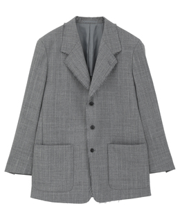 WOOL/LINEN STRIPE BOXY JACKET