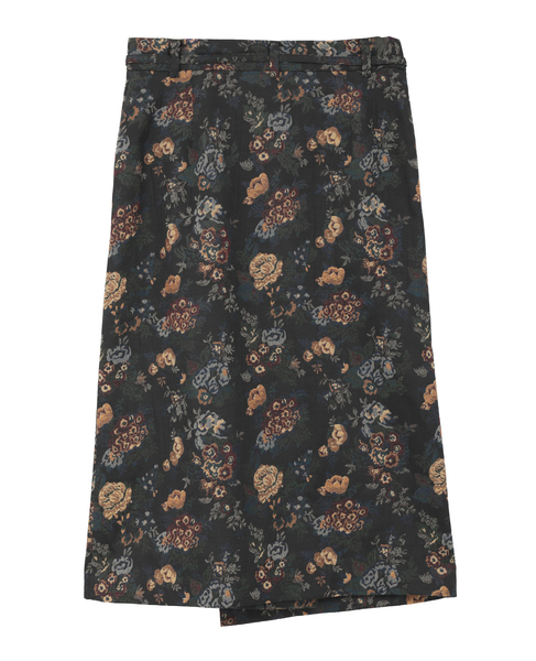 FLOWER JAQUARD WRAP SKIRT 詳細画像 ブラック 2