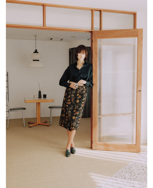 FLOWER JAQUARD WRAP SKIRT 詳細画像 ブラック 24