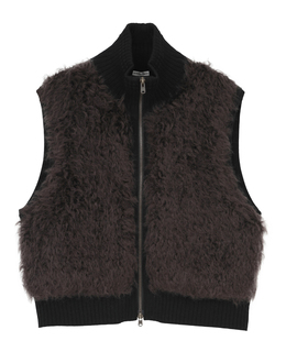 SHAGGY KNIT COMBI ZIP VEST