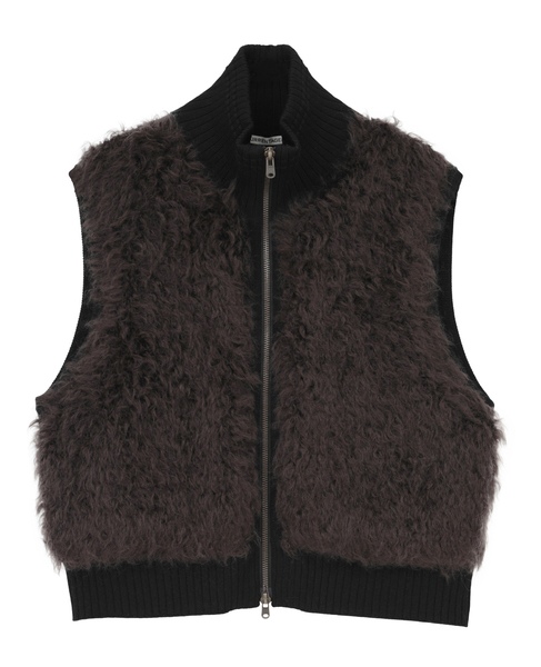 SHAGGY KNIT COMBI ZIP VEST 詳細画像 ブラック 1